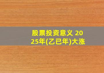 股票投资意义 2025年(乙已年)大涨